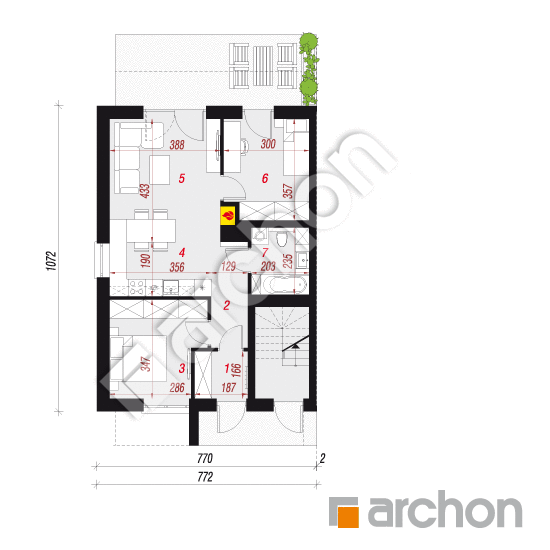 gotowy projekt Dom przy trakcie 2 (R2B) rzut parteru