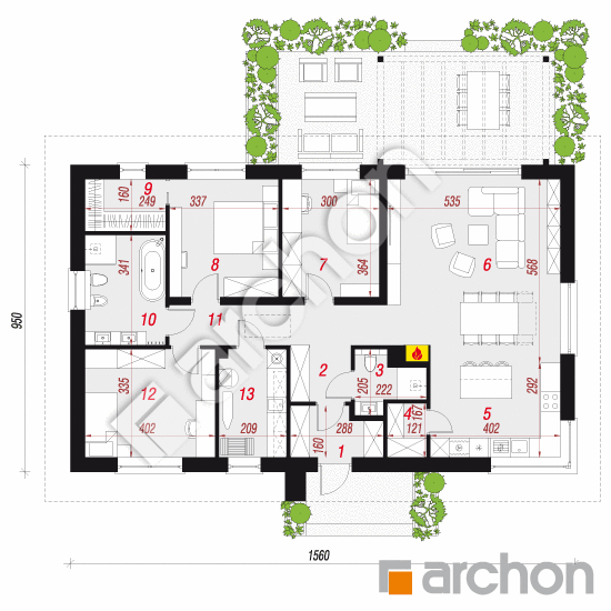 gotowy projekt Dom w leszczynowcach 10 rzut parteru