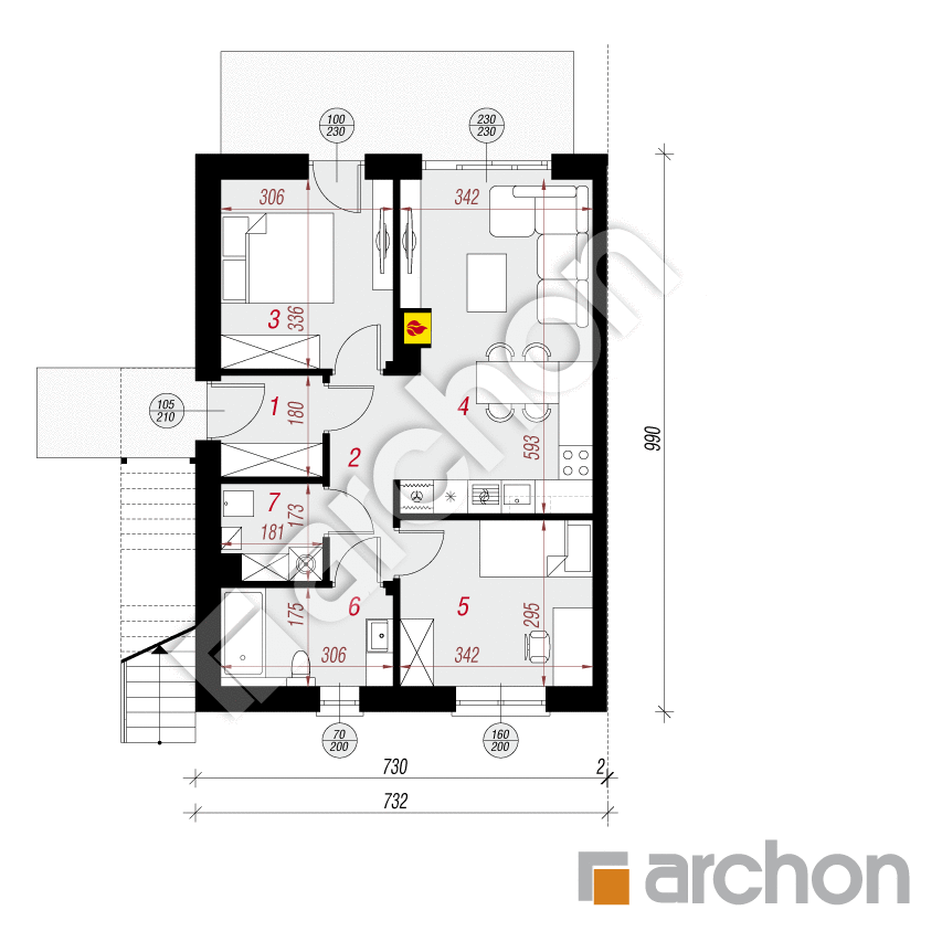 gotowy projekt Dom w dawidiach (R2B) rzut parteru