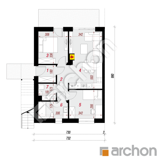gotowy projekt Dom w dawidiach (R2B) rzut parteru