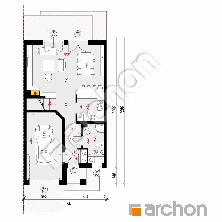 gotowy projekt Dom w klematisach 12 (S) rzut parteru