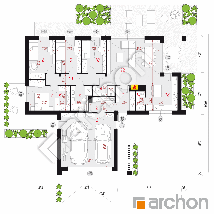 gotowy projekt Dom w kosaćcach 35 (G2) rzut parteru