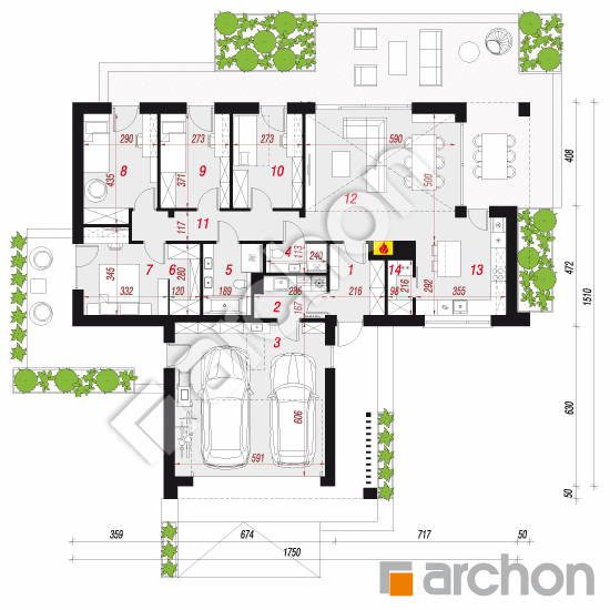 gotowy projekt Dom w kosaćcach 35 (G2) rzut parteru