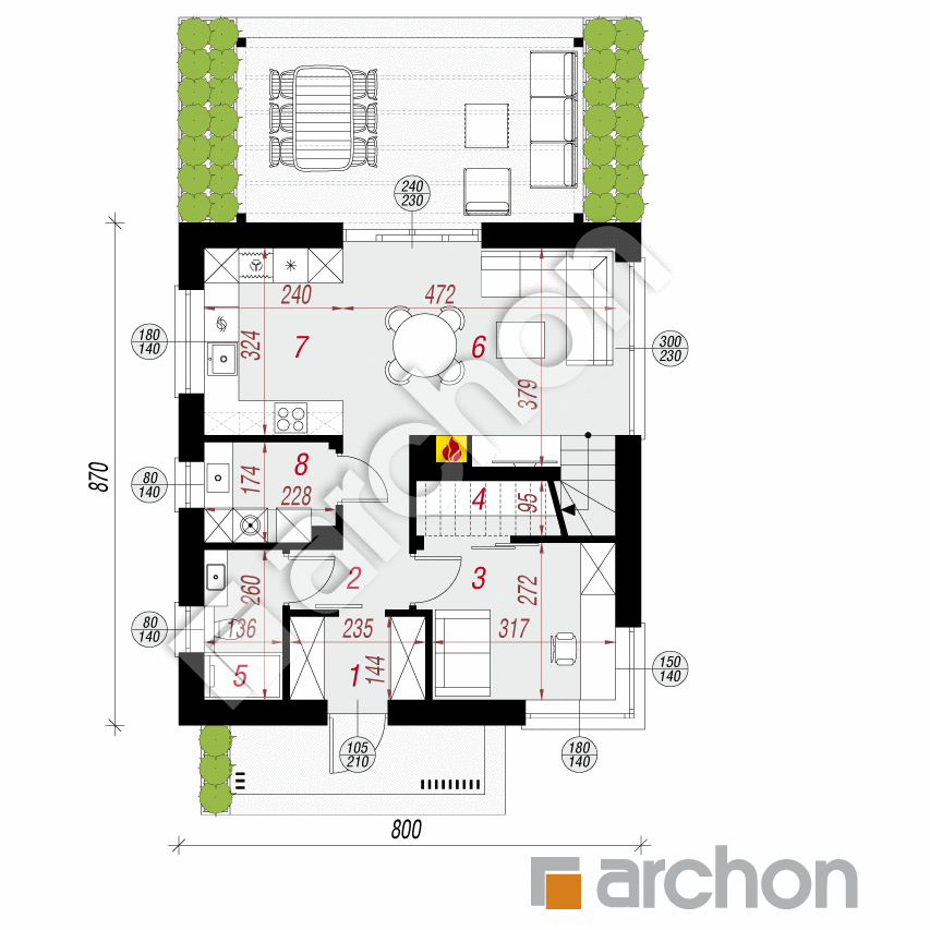 gotowy projekt Dom w kronselkach 5 rzut parteru
