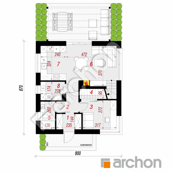 gotowy projekt Dom w kronselkach 5 rzut parteru