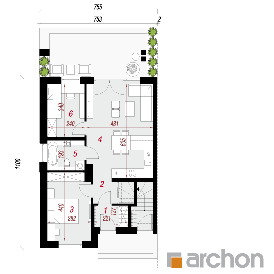 gotowy projekt Dom w bratkach 5 (R2B) rzut parteru