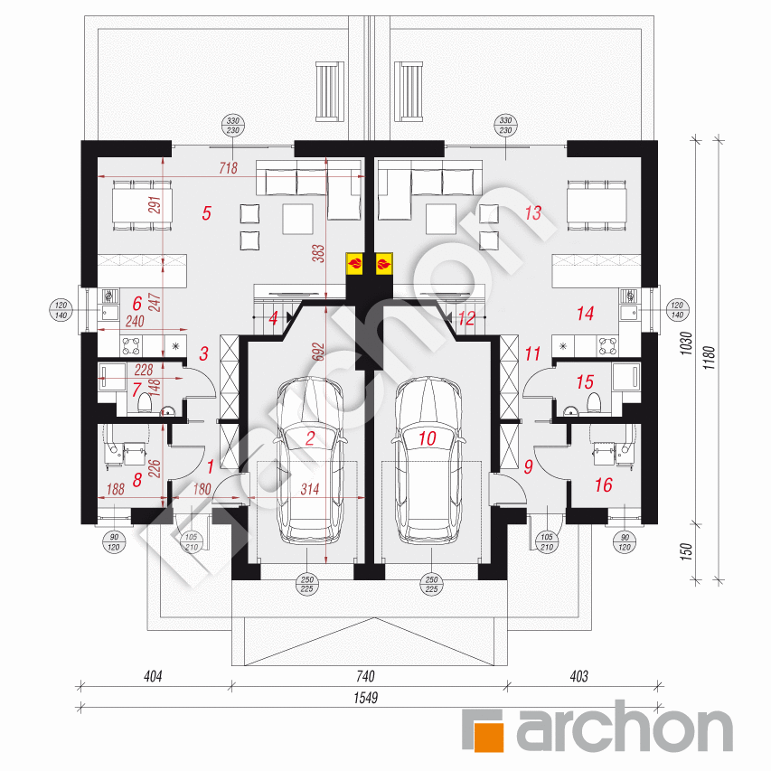 gotowy projekt Dom w klematisach 20 (R2) rzut parteru