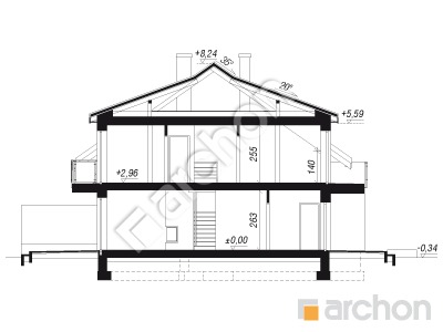 gotowy projekt Dom w klematisach 20 (R2) przekroj budynku