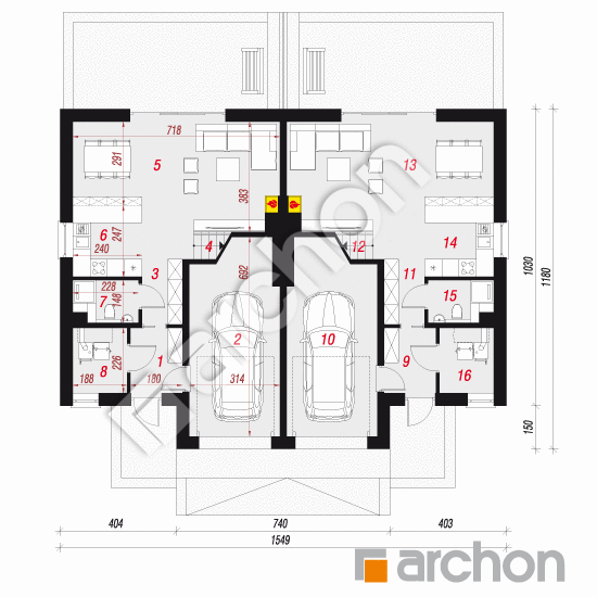 gotowy projekt Dom w klematisach 20 (R2) rzut parteru