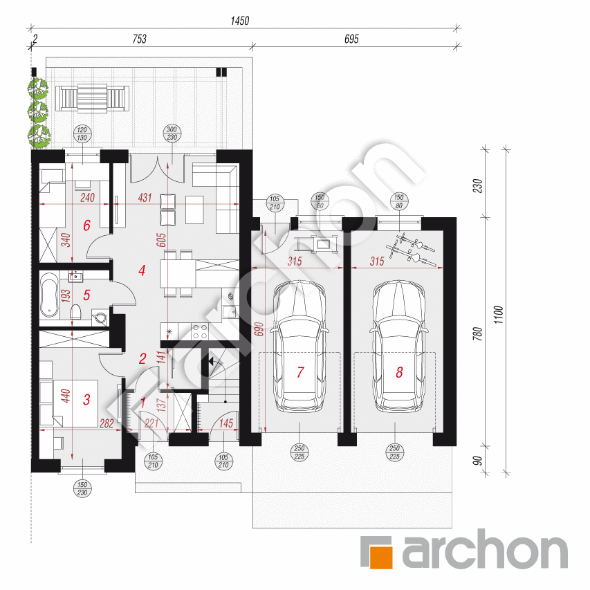 gotowy projekt Dom w bratkach 4 (R2B) rzut parteru