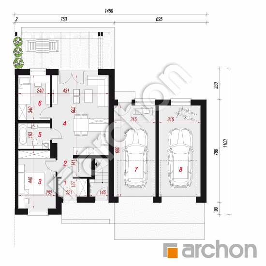 gotowy projekt Dom w bratkach 4 (R2B) rzut parteru