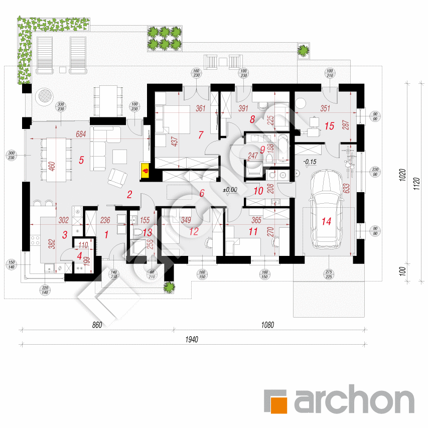 gotowy projekt Dom w santolinach 3 rzut parteru