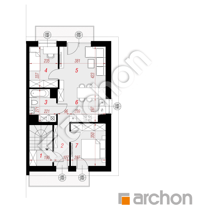 gotowy projekt Dom w bratkach (R2B) rzut poddasza