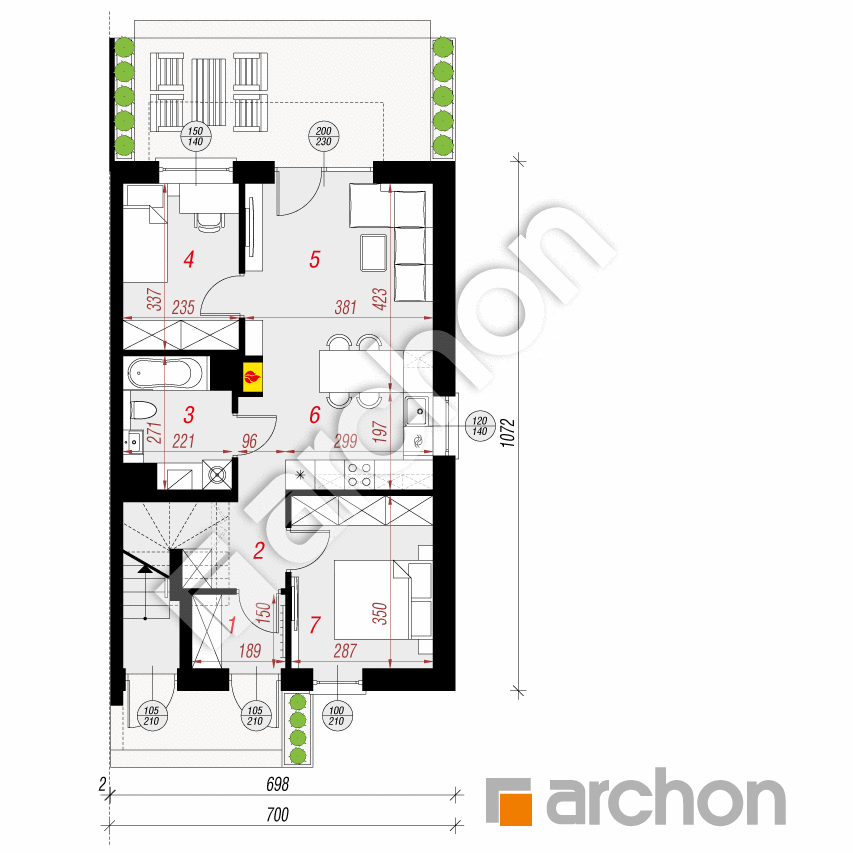 gotowy projekt Dom w bratkach (R2B) rzut parteru