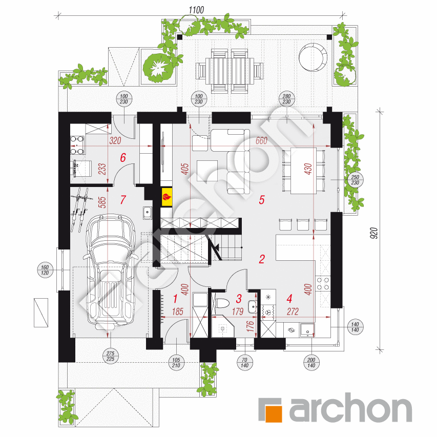 gotowy projekt Dom w aurorach 25 (GE) OZE rzut parteru