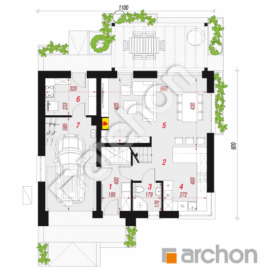 gotowy projekt Dom w aurorach 25 (GE) OZE rzut parteru