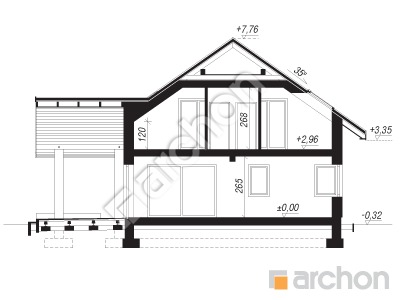 gotowy projekt Dom w aurorach 15 (G2) przekroj budynku