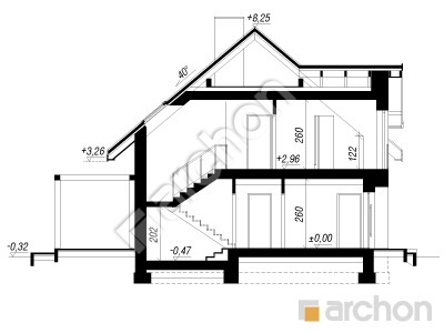 gotowy projekt Dom w lucernie 22 przekroj budynku