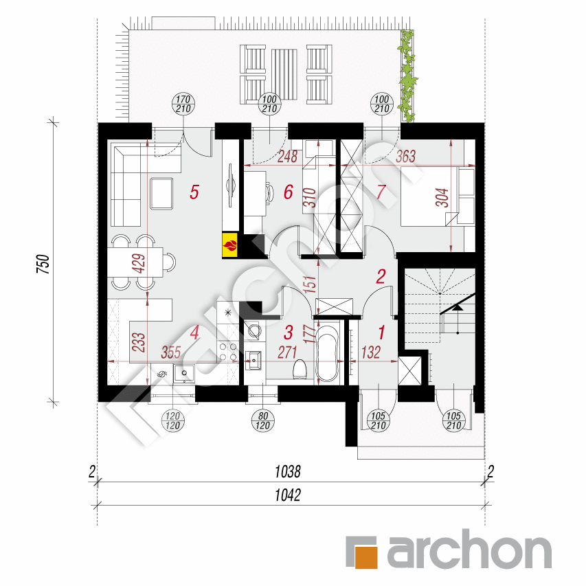 gotowy projekt Dom w halezjach (R2S) rzut parteru