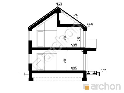 gotowy projekt Dom w halezjach 9 (R2E) przekroj budynku