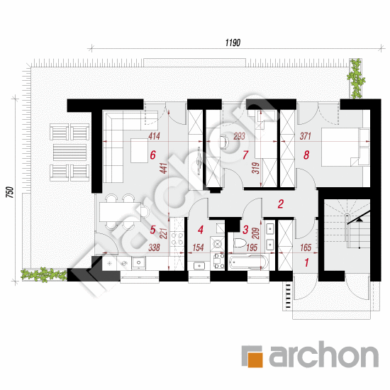 gotowy projekt Dom w halezjach 9 (R2E) rzut parteru