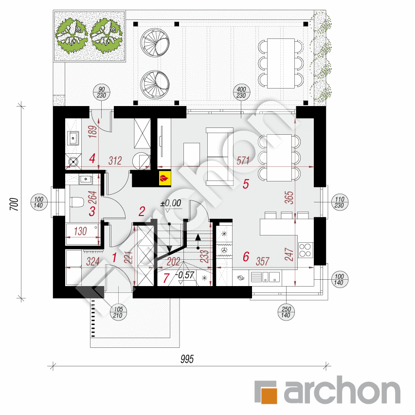 gotowy projekt Dom w manuce rzut parteru