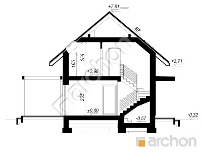 gotowy projekt Dom w manuce przekroj budynku