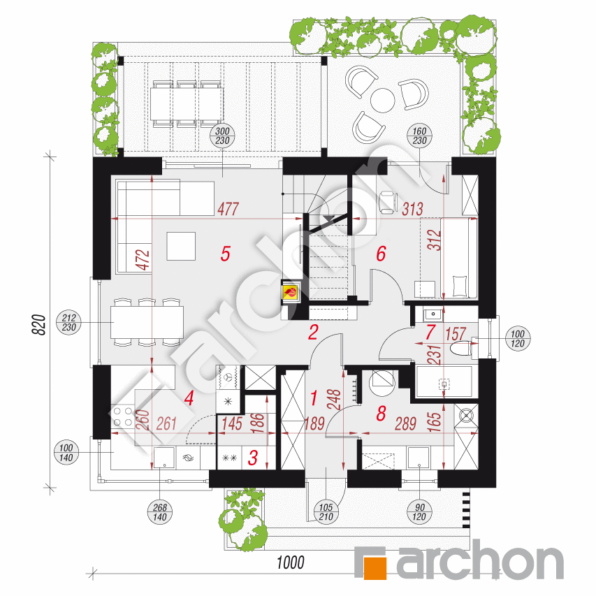 gotowy projekt Dom w kronselkach 3 rzut parteru