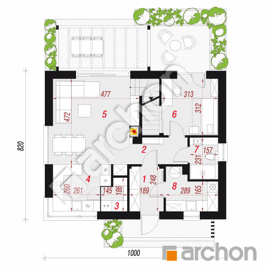 gotowy projekt Dom w kronselkach 3 rzut parteru