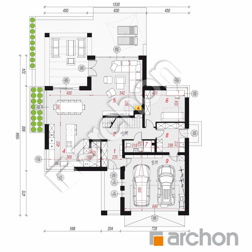 gotowy projekt Dom w felicjach 6 (G2) rzut parteru