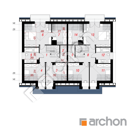 gotowy projekt Dom pod agawami 3 (R2) rzut poddasza