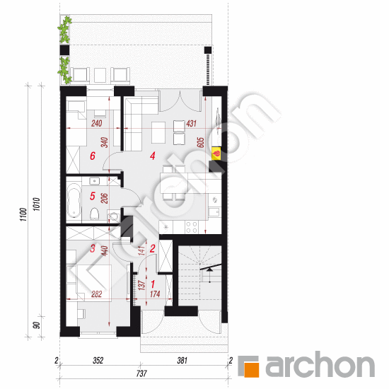 gotowy projekt Dom w bratkach 16 (R2S) rzut parteru