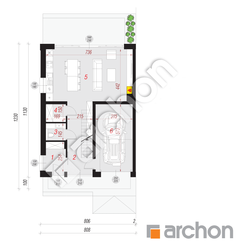 gotowy projekt Dom w orzesznicach (B) rzut parteru