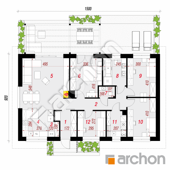 gotowy projekt Dom w kruszczykach 39 (E) rzut parteru