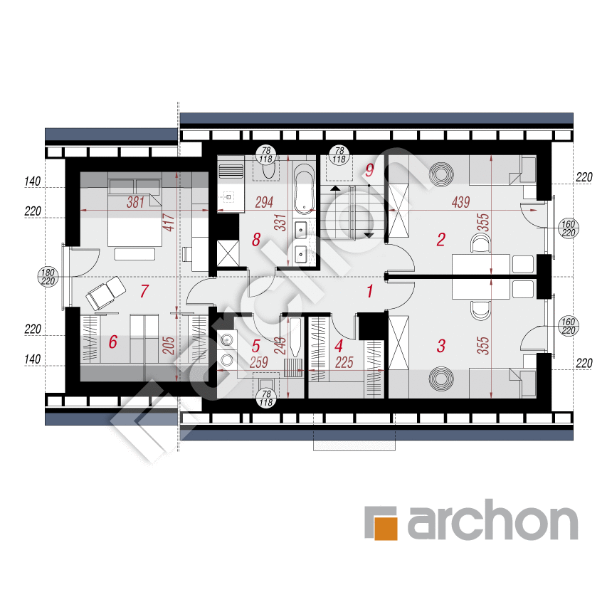gotowy projekt Dom w zielistkach 34 (G) rzut poddasza