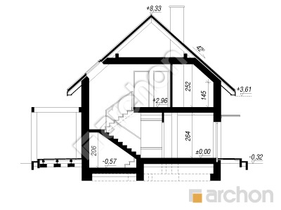 gotowy projekt Dom w zielistkach 34 (G) przekroj budynku