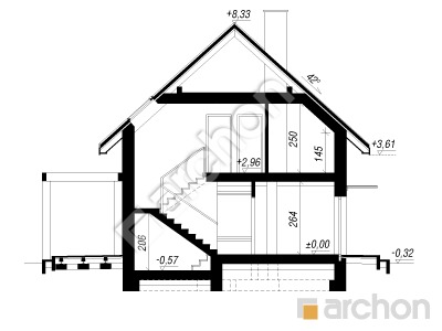 gotowy projekt Dom w zielistkach 34 (G) przekroj budynku