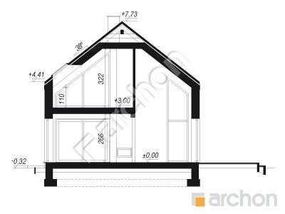 gotowy projekt Dom w trzcinnikach 6 (E) przekroj budynku