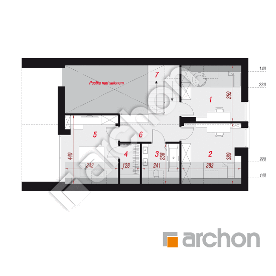gotowy projekt Dom w trzcinnikach 6 (E) rzut poddasza