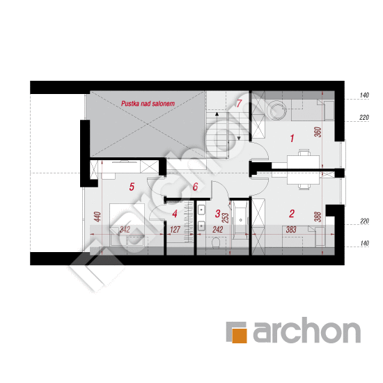 gotowy projekt Dom w trzcinnikach 6 (E) rzut poddasza