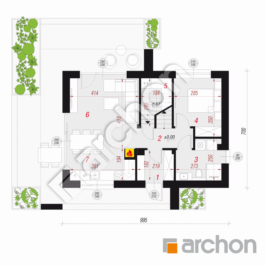 gotowy projekt Dom w lilijkach rzut parteru