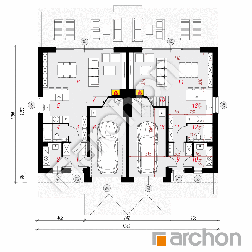 gotowy projekt Dom w narcyzach 6 (R2) rzut parteru