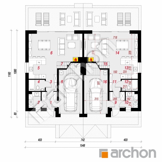 gotowy projekt Dom w narcyzach 6 (R2) rzut parteru