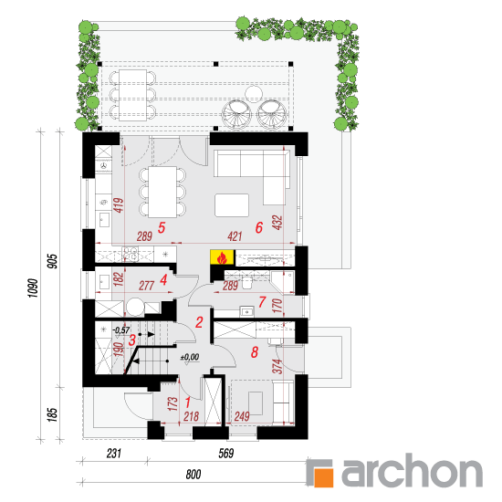 gotowy projekt Dom w krotonach 2 rzut parteru