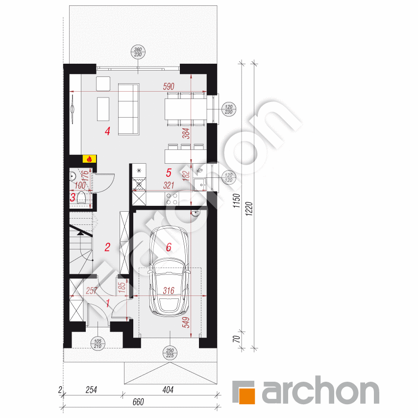 gotowy projekt Dom w riveach 8 (GB) rzut parteru