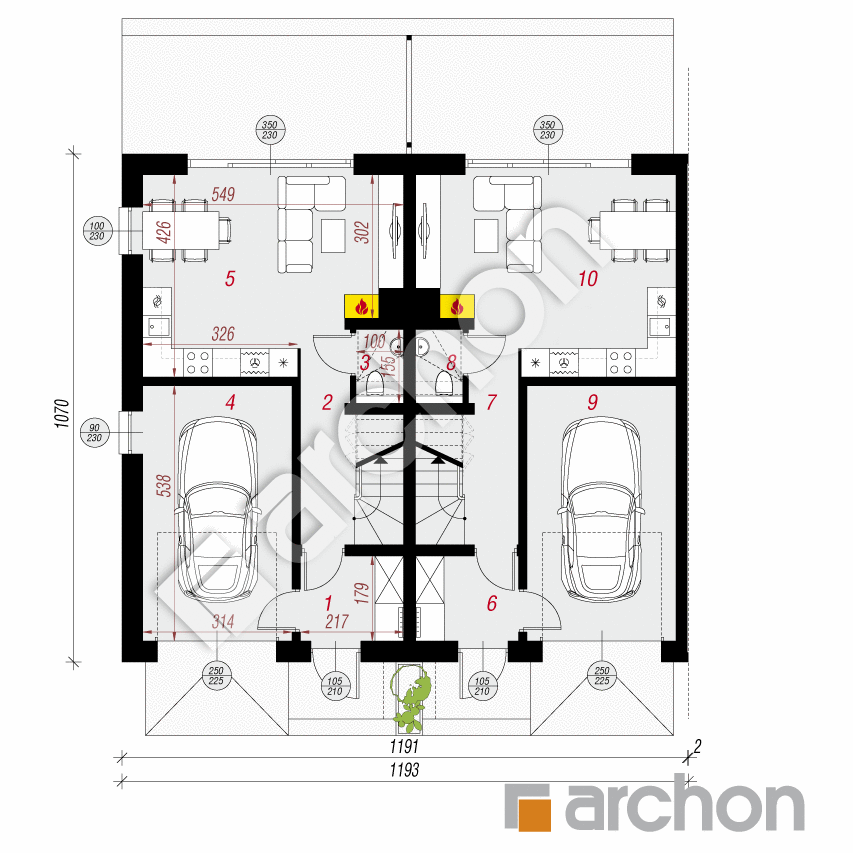 gotowy projekt Dom w riveach 16 (GR2B) rzut parteru