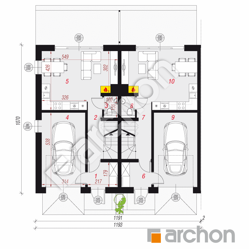 gotowy projekt Dom w riveach 16 (GR2B) rzut parteru