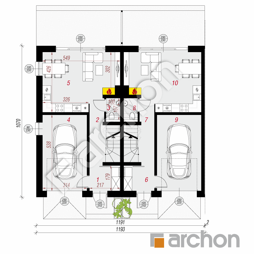 gotowy projekt Dom w riveach 16 (GR2B) rzut parteru
