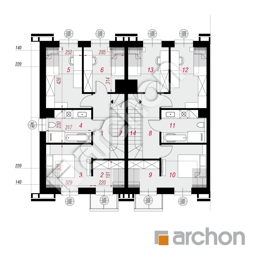 gotowy projekt Dom w riveach 16 (GR2B) rzut poddasza