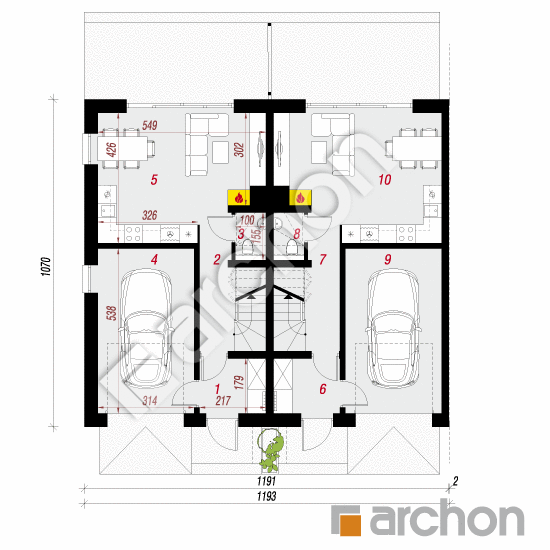 gotowy projekt Dom w riveach 16 (GR2B) rzut parteru